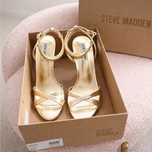 Steve Madden Diana Metallic Gold Strappy Heels